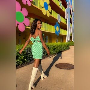 Mint Green and White Polka Dot Dress